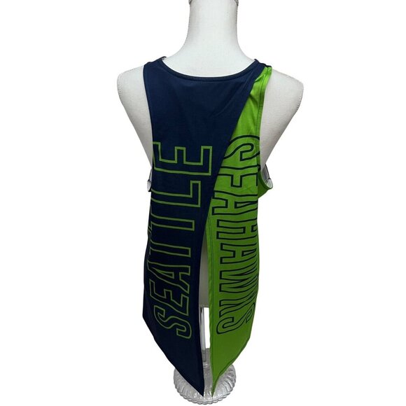 NFL Womens Seattle Seahawks Football Open Back Twist Tie Tank Top Large Stretch - Picture 1 of 8